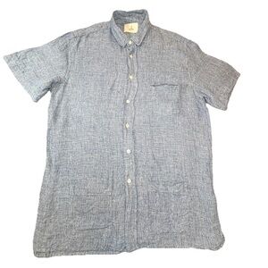 La Paz Portugal Linen Button Up Shirt Men’s Large Blue